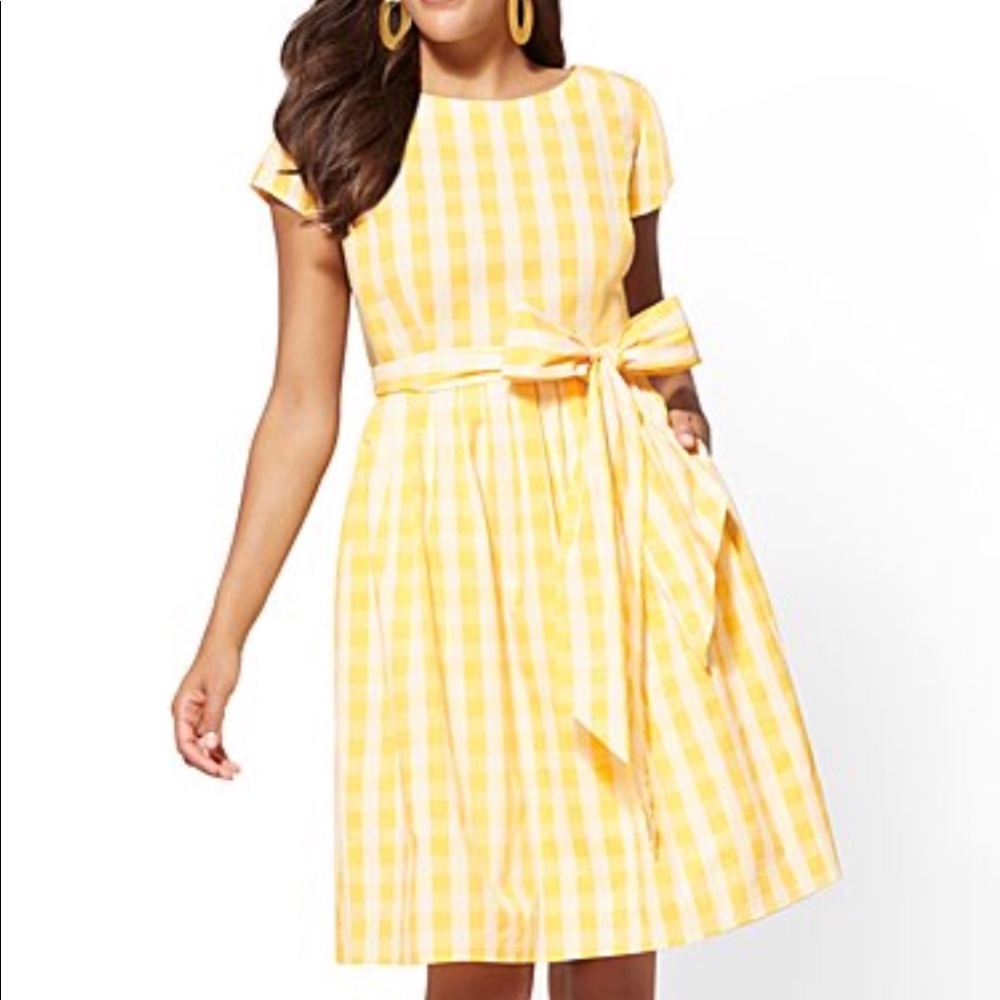 NY & Company Gingham Poplin Fit & Flare Dress